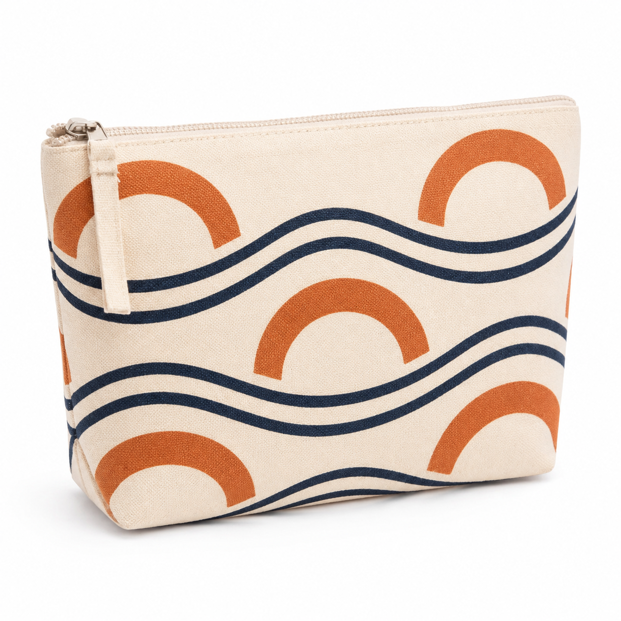 Pochette zippée en coton 22 x 15 x 6 cm - Motif Rivage