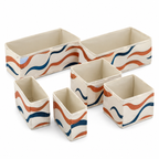 Organisateurs de tiroir textiles, lot de 6 - Motif Rivage
