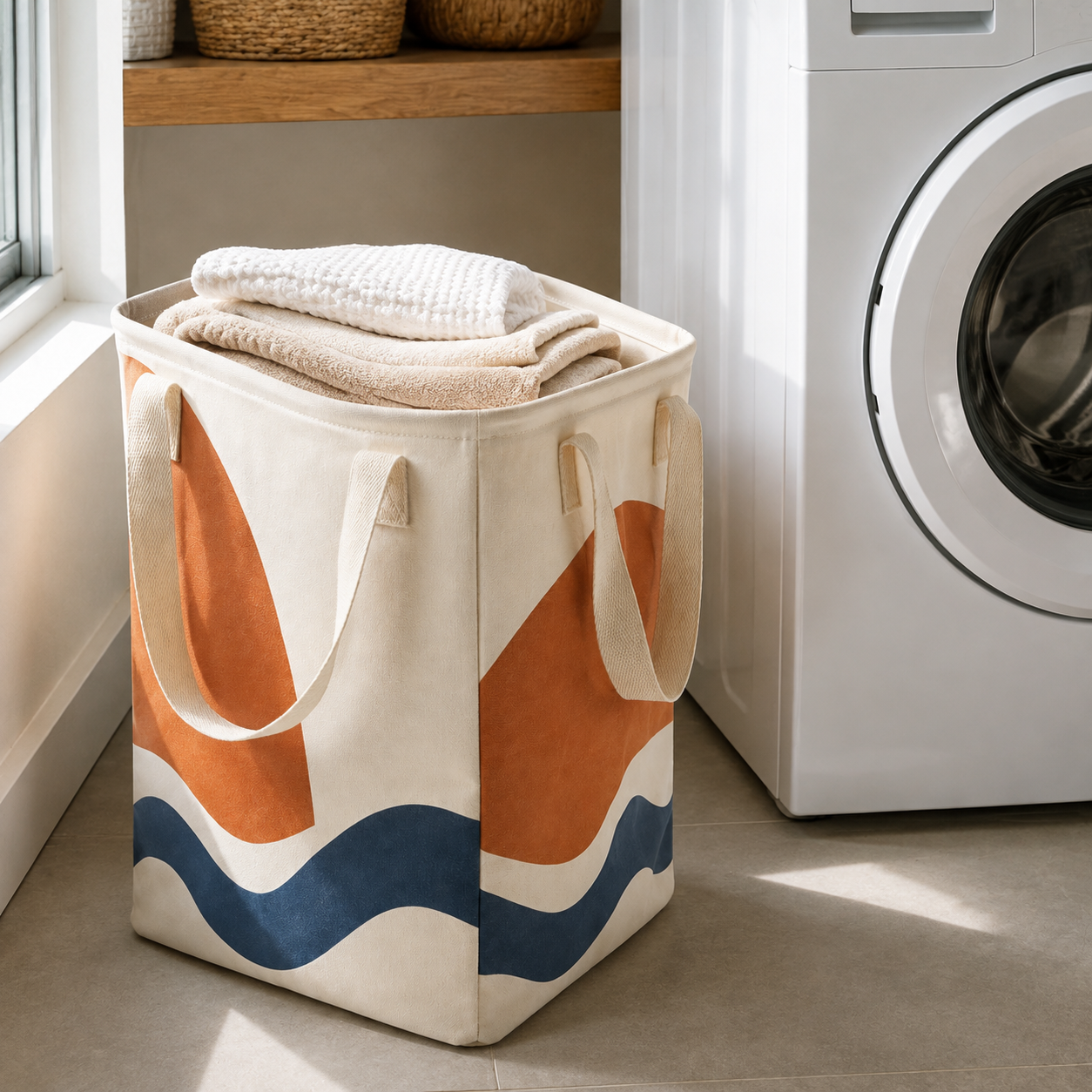 Sac à linge pliable 50 L - Motif Rivage