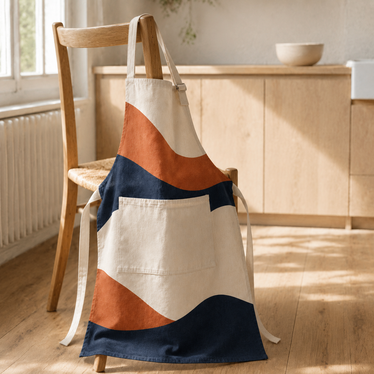 Tablier de cuisine en coton 65 x 78 cm - Motif Rivage