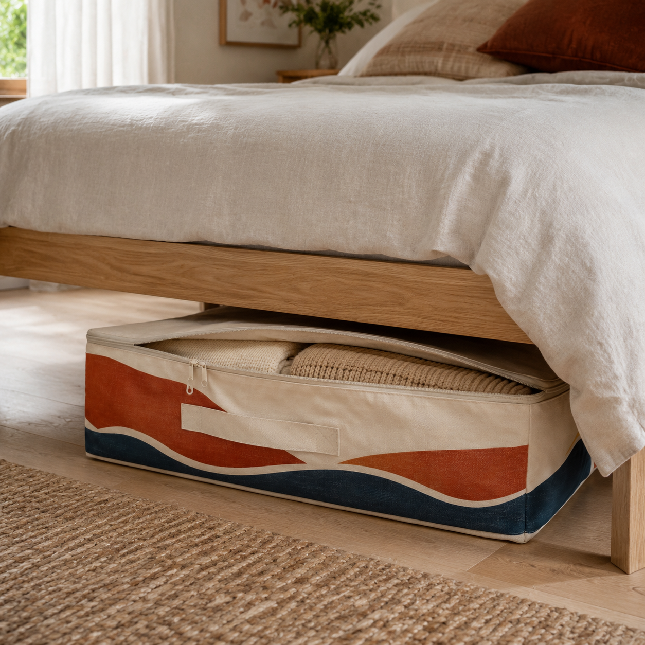 Sac de rangement sous lit 60 x 45 x 18 cm - Motif Rivage