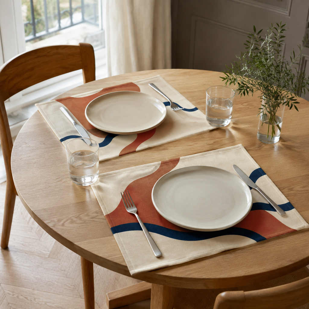 Sets de table en coton, lot de 2 - 34 x 48 cm - Motif Rivage
