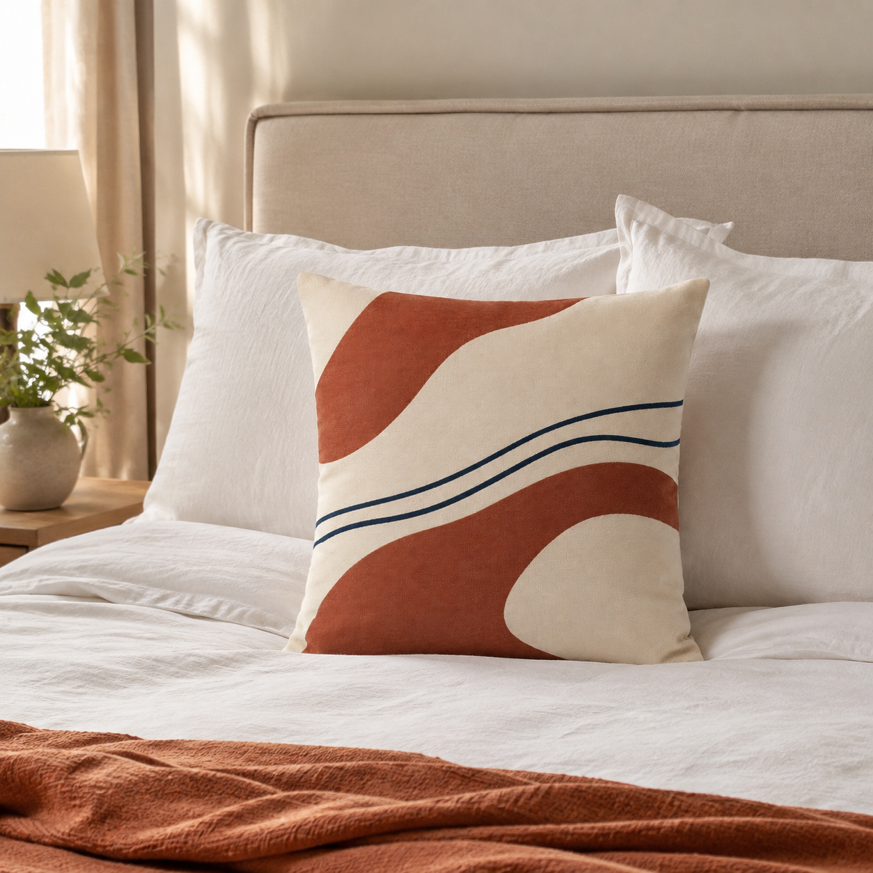 Housse de coussin en coton 45 x 45 cm - Motif Rivage