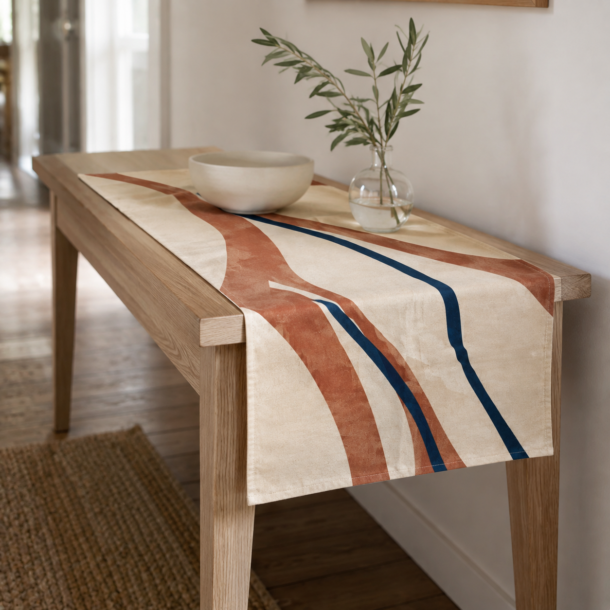 Chemin de table en coton 45 x 150 cm - Motif Rivage