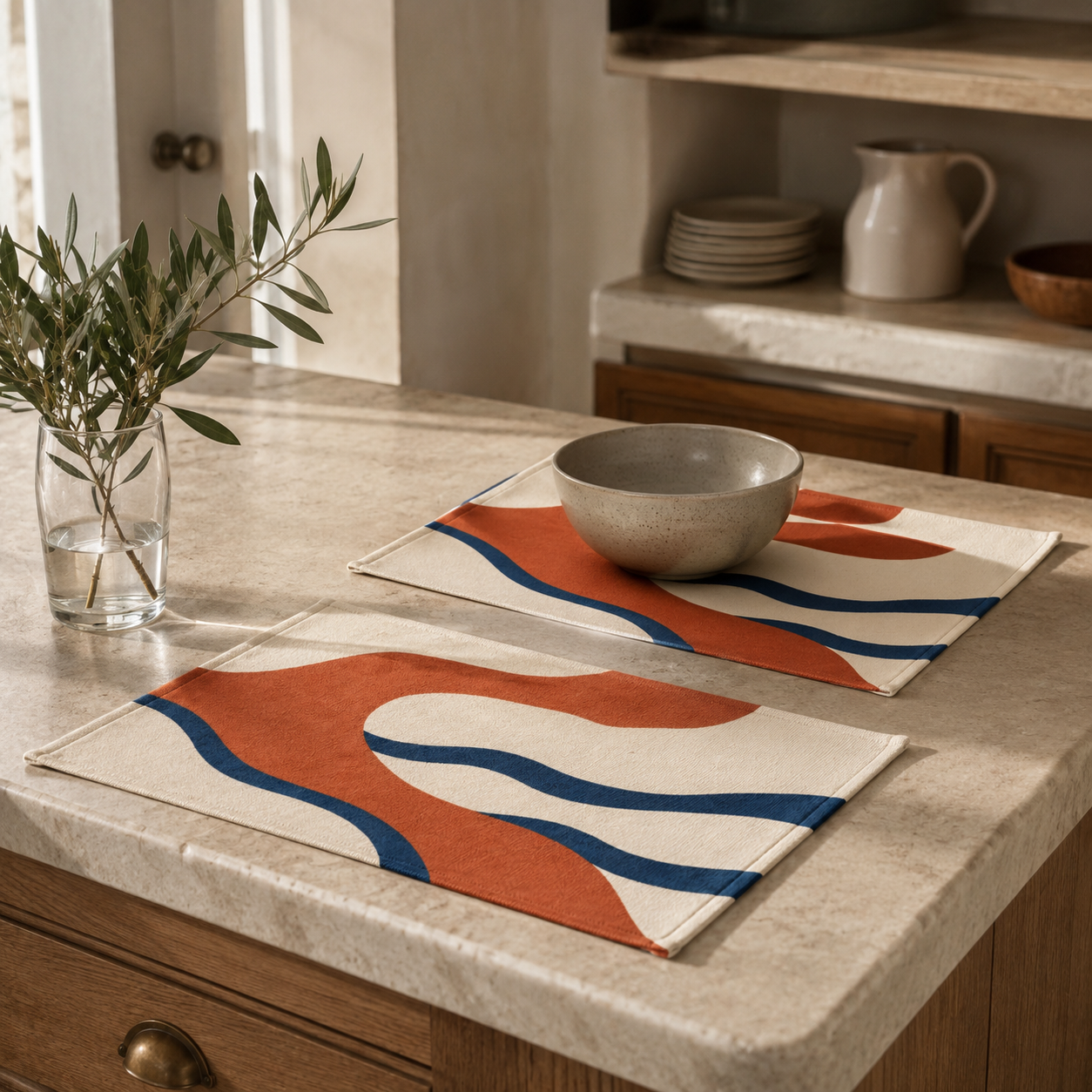 Sets de table en coton, lot de 2 - 34 x 48 cm - Motif Rivage