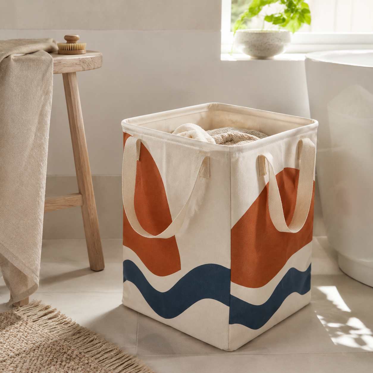 Sac à linge pliable 50 L - Motif Rivage