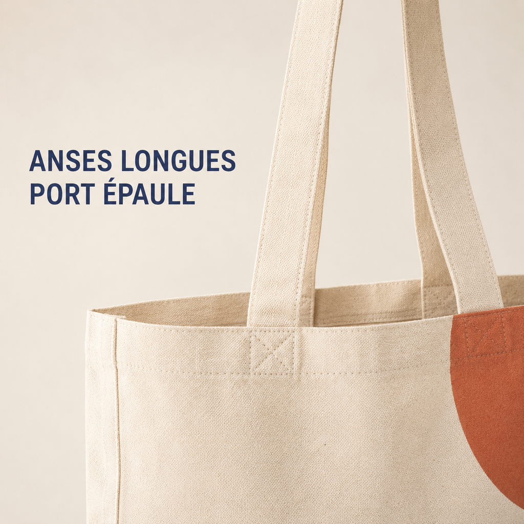 Sac cabas en coton 38 x 40 x 10 cm - Motif Rivage