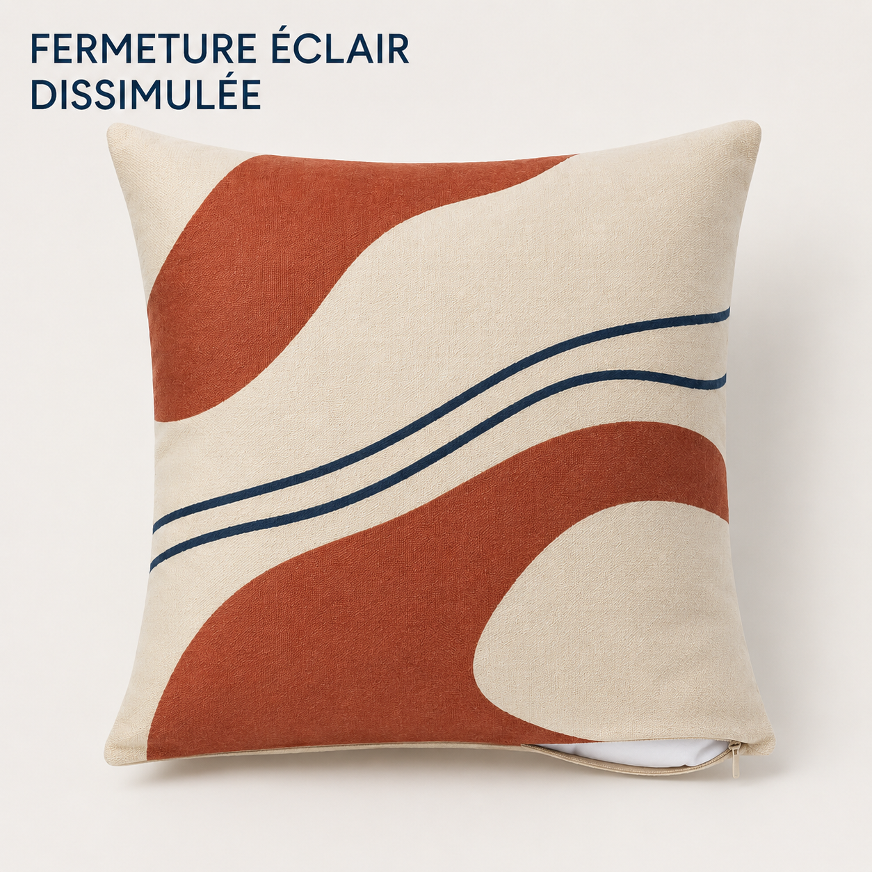 Housse de coussin en coton 45 x 45 cm - Motif Rivage
