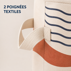 Panier de rangement textile pliable 30 x 30 x 30 cm - Motif Rivage
