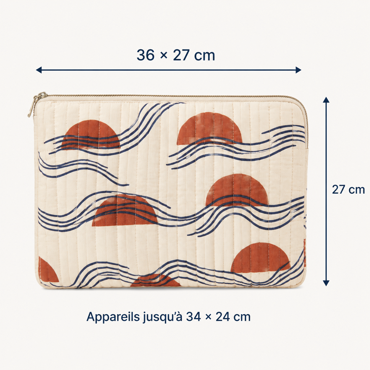 Housse matelassée pour ordinateur portable 36 x 27 cm - Motif Rivage