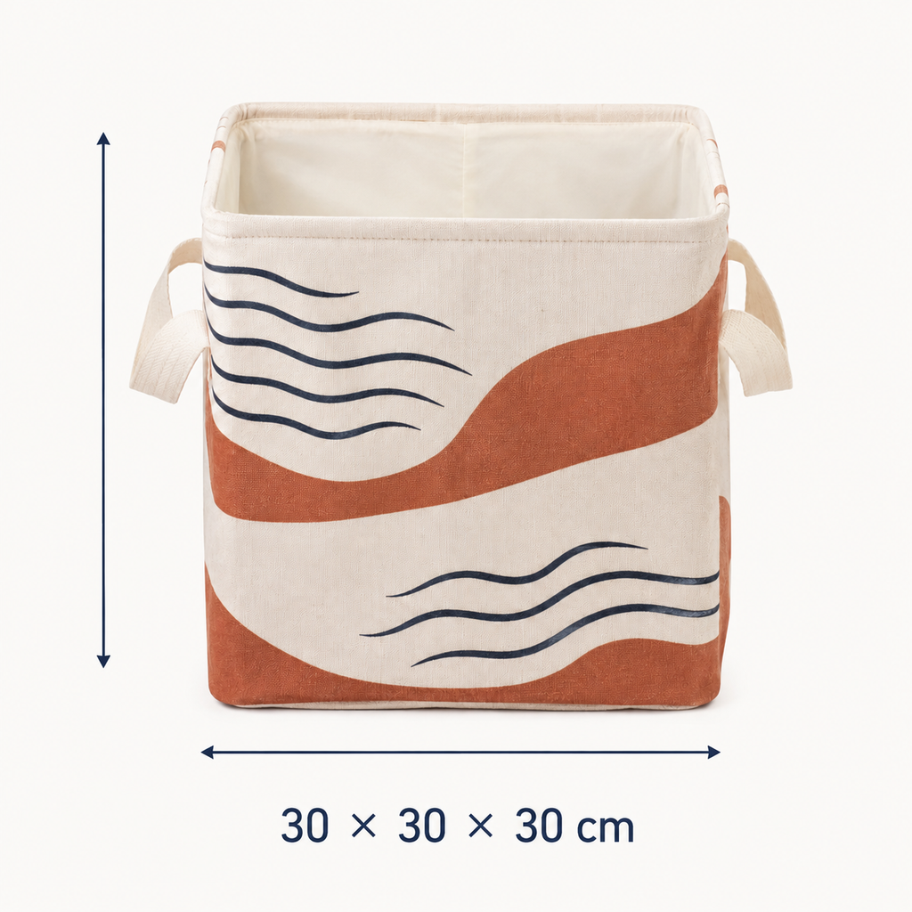 Panier de rangement textile pliable 30 x 30 x 30 cm - Motif Rivage